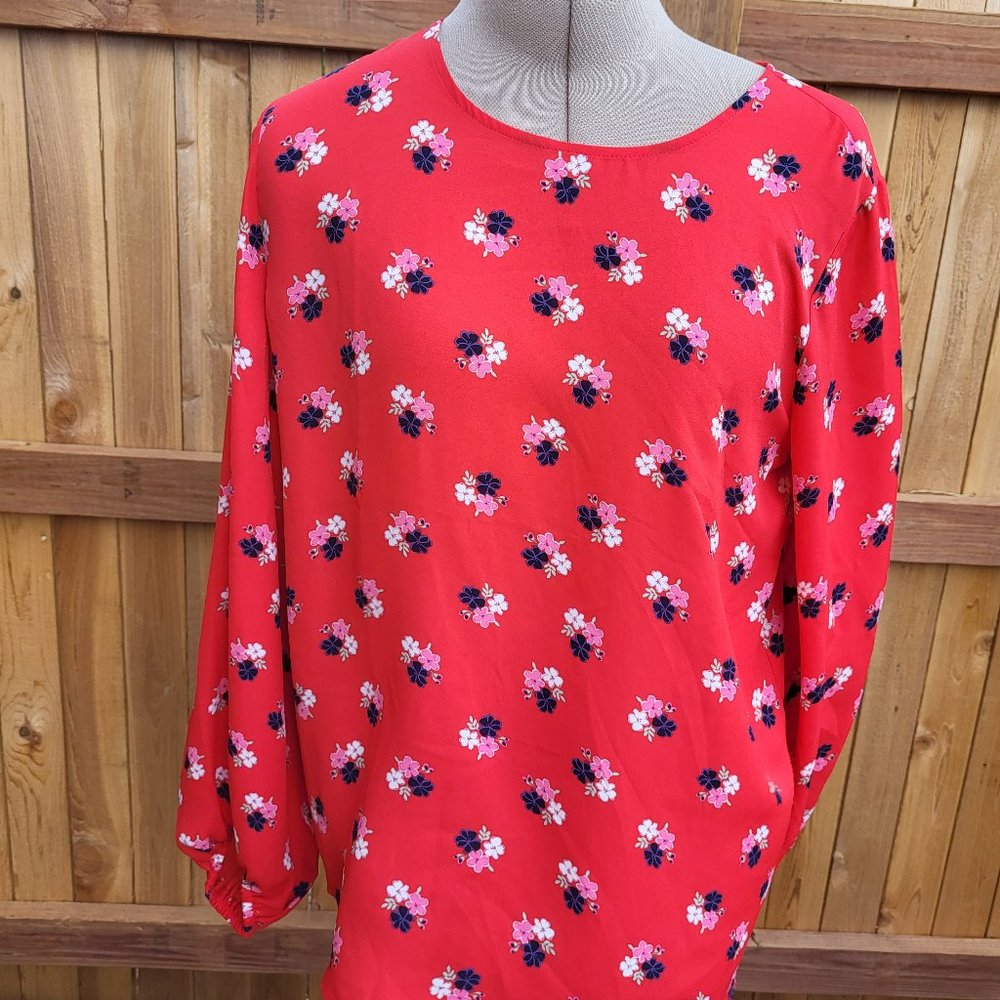 LOFT Women's long sleeve floral blouse MEDIUM